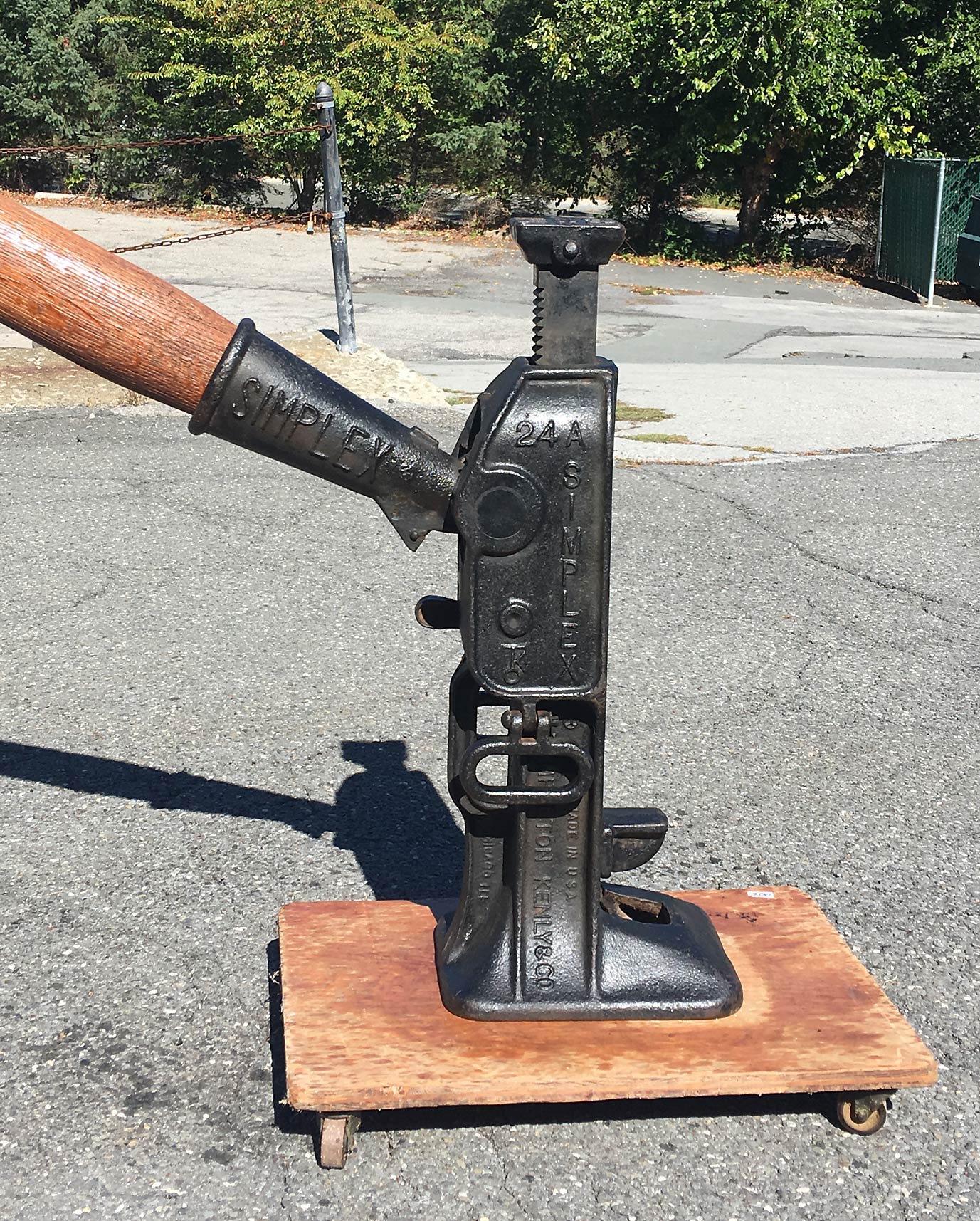 Vintage Antique SIMPLEX 24A RAILROAD 15TON JACK, With Original Oak