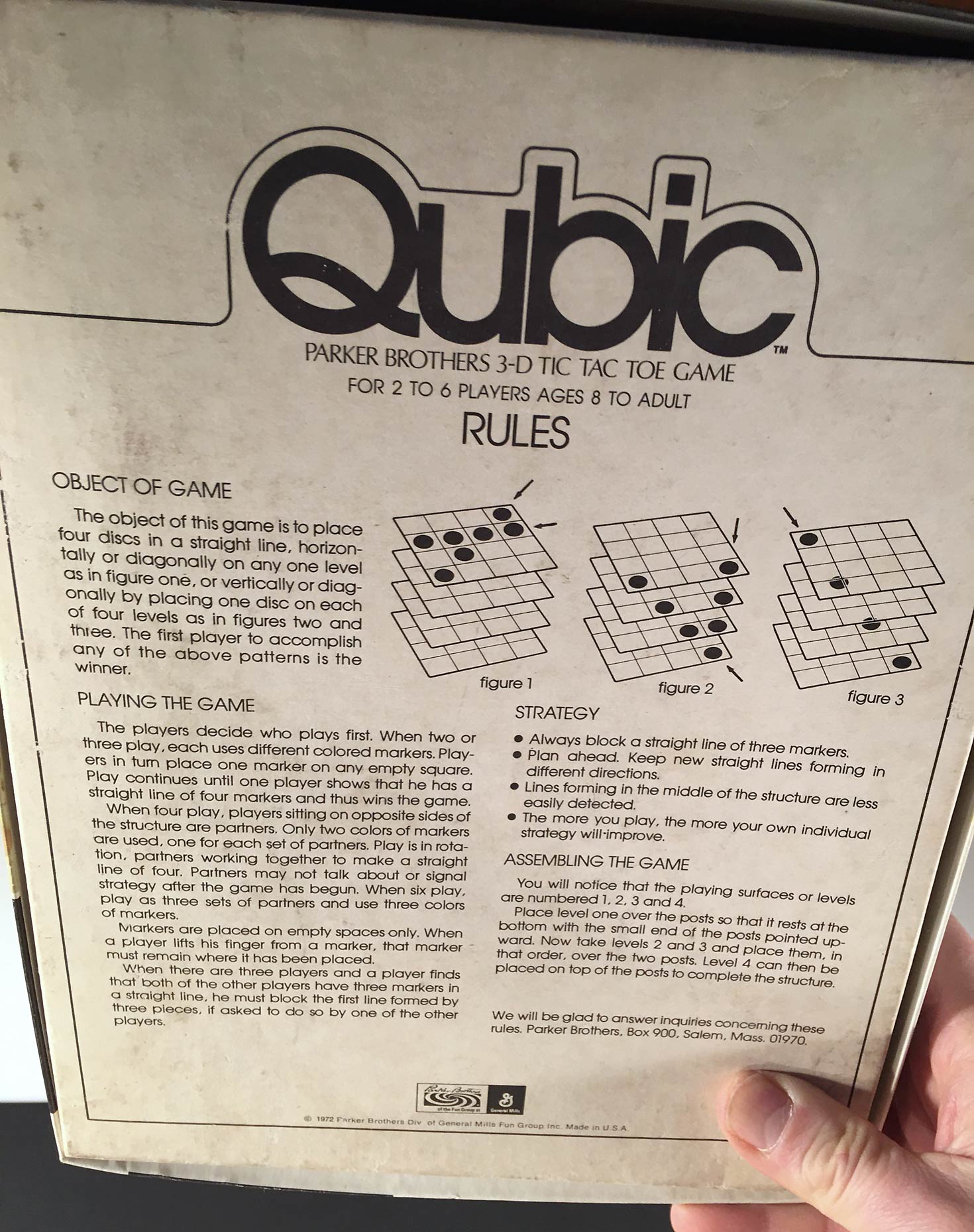 Select Game Pieces & Parts 1968 Qubic Parker Brothers 3-D Tic Tac Toe Game 7 