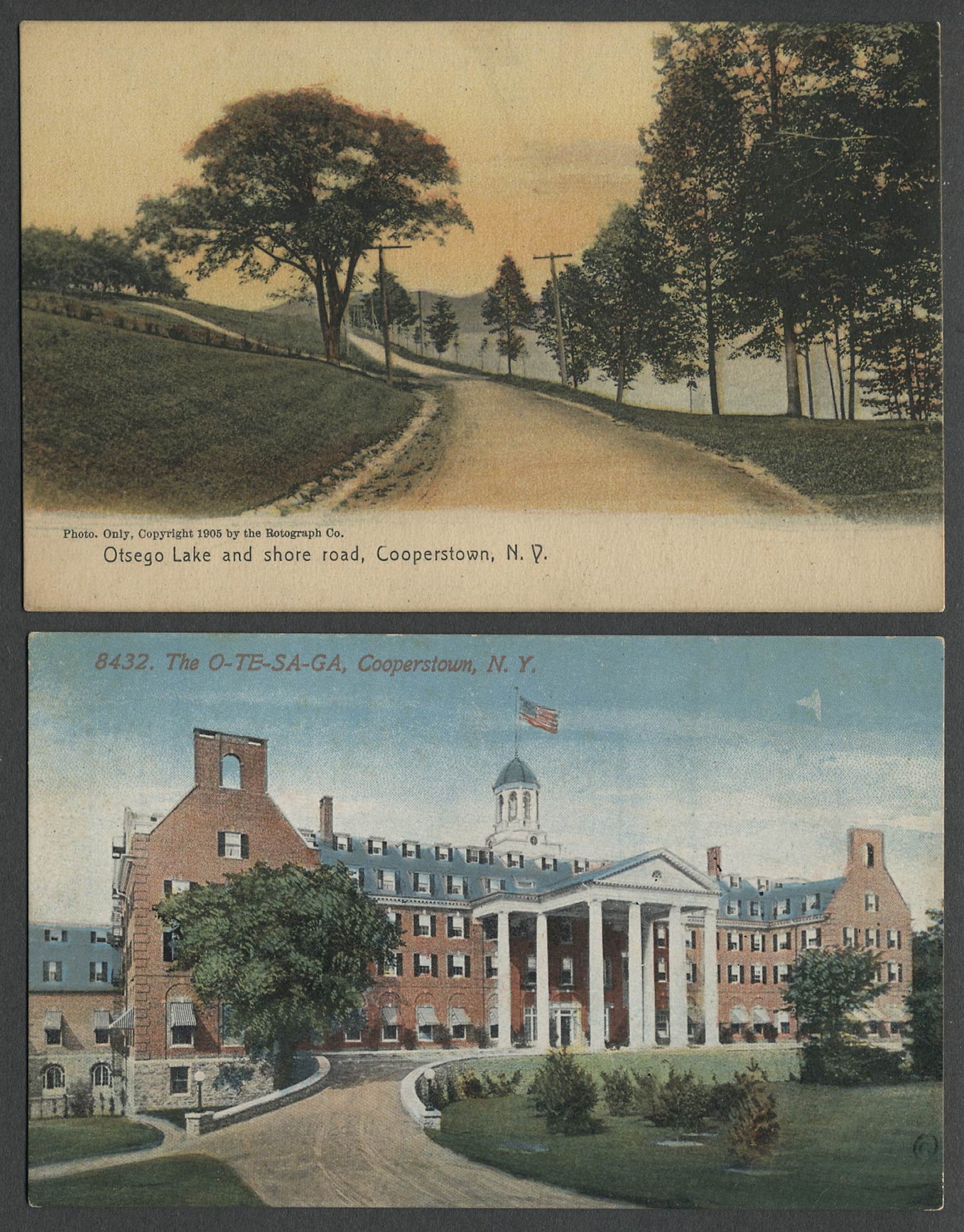 Cooperstown NY: Two c.1907-10 Postcards OTSEGO LAKE & SHORE ROAD,  O-TE-SA-GA | eBay
