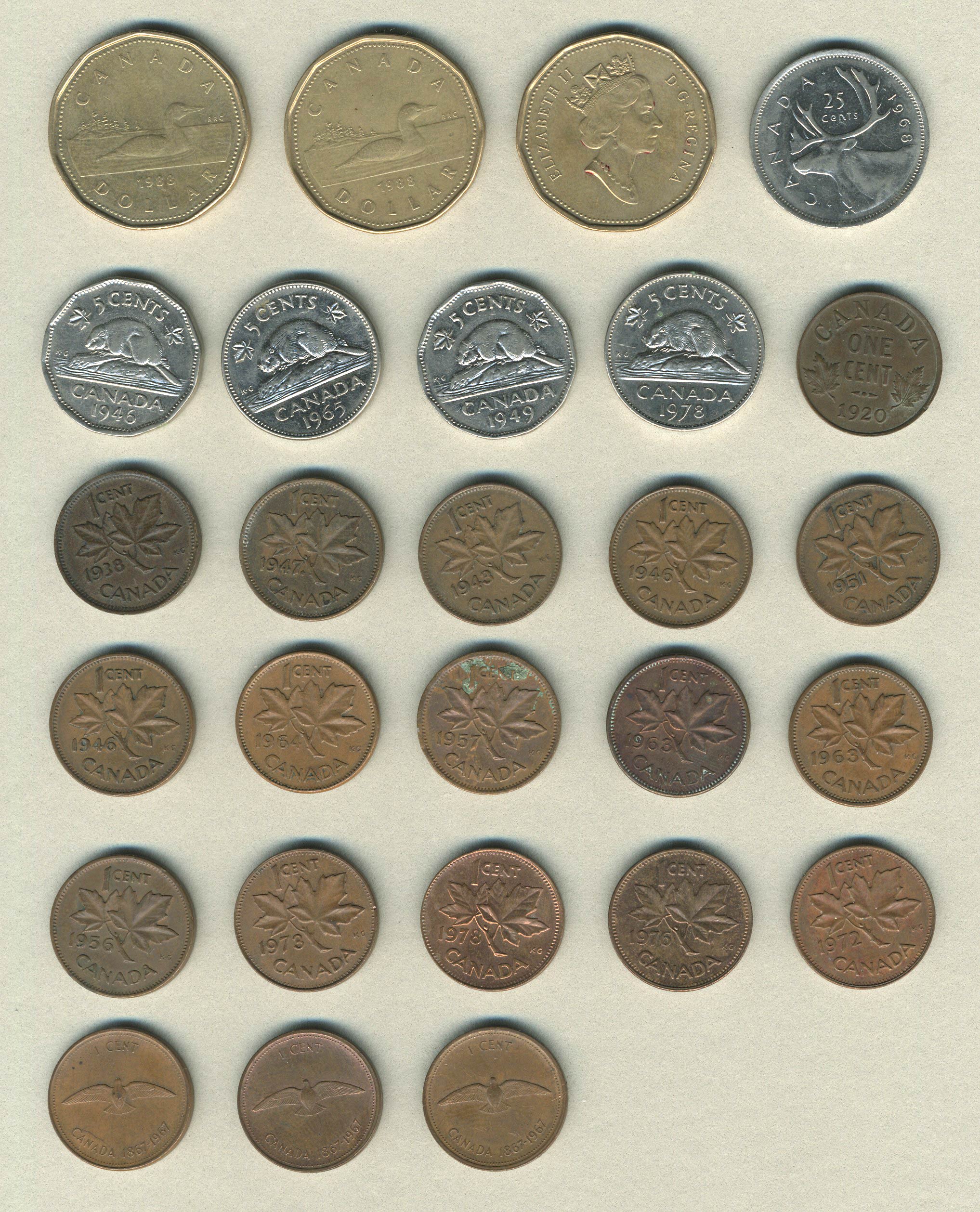 Lot of 47 Vintage International Coins, All Circulated, As